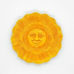 Sunny Vibes ！Yellow Ceramic Sun Face Wall Decor